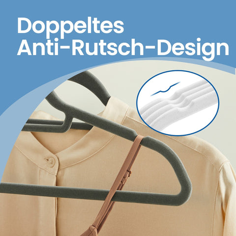 Rootz Clothes Hangers Set 20-Pack - Velvet Hangers - Non-Slip Hangers - Space-Saving Design - 45cm x 24cm x 0.6cm