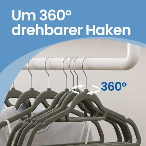 Rootz Clothes Hangers Set 20-Pack - Velvet Hangers - Non-Slip Hangers - Space-Saving Design - 45cm x 24cm x 0.6cm