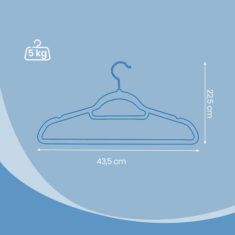 Rootz Clothes Hangers Set 20-Pack - Velvet Hangers - Non-Slip Hangers - Space-Saving Design - 45cm x 24cm x 0.6cm