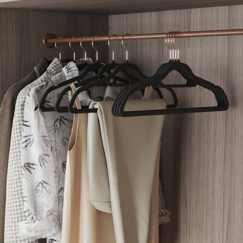 Rootz 30 Piece Velvet Clothes Hanger Set - Wardrobe Hangers - Space-Saving Hangers - Doubles Closet Space - 45cm x 0.6cm x 23.5cm