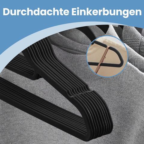 Rootz Clothes Bar - Flocked Hangers - Velvet Bracket - Non-Slip & Space-Saving - 45x23.5x0.6cm - Hook Height 8cm, Opening 5.4cm