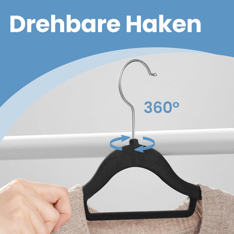 Rootz Clothes Bar - Flocked Hangers - Velvet Bracket - Non-Slip & Space-Saving - 45x23.5x0.6cm - Hook Height 8cm, Opening 5.4cm