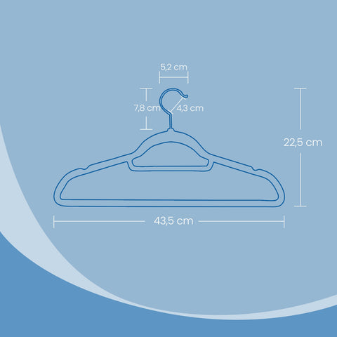 Rootz Clothes Bar - Flocked Hangers - Velvet Bracket - Non-Slip & Space-Saving - 45x23.5x0.6cm - Hook Height 8cm, Opening 5.4cm