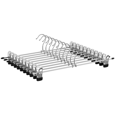 Rootz 10-pack broekhangers - broekhangers - rokhangers - verchroomd metaal - PVC-gecoate clips - veelzijdige opbergoplossing - 40 cm x 10,5 cm - metallic zilveren inktzwart