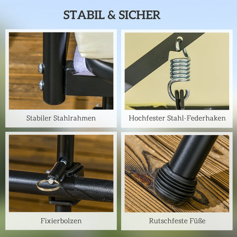 Rootz Hollywood Swing Bench - Swing Lounger - Outdoor Seating - Adjustable Backrest - 200cm x 125cm x 170cm