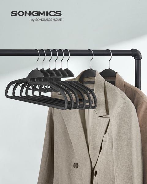 Rootz 50 Pack Plastic Clothes Hangers - Black Hangers - ABS Plastic - Metal Hook - Lightweight - Space-saving - Durable - 41.5cm x 22.5cm - Max Load 5kg