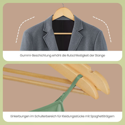 Rootz Wooden Hanger 20s Set - Clothes Hanger - Garment Hanger - Efficient Assistant - 44.5cm x 23cm x 1.2cm