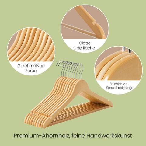 Rootz Wooden Hanger 20s Set - Clothes Hanger - Garment Hanger - Efficient Assistant - 44.5cm x 23cm x 1.2cm