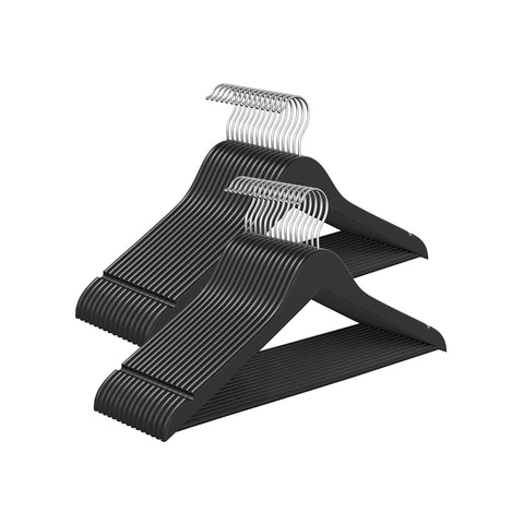 Rootz 30 Piece Black Hanger Set - Wooden Clothes Hangers - Rotatable Hook - Durable Birch Wood - 43cm x 21cm x 0.8cm