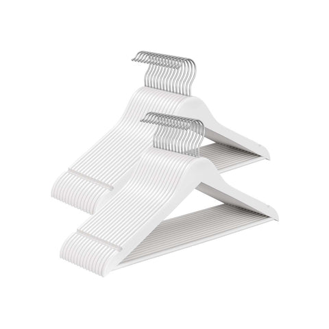 Rootz 30 Piece Set Wooden Clothes Hangers - 360° Rotating Hook -  White - Birch Wood - 43cm x 21cm x 0.8cm