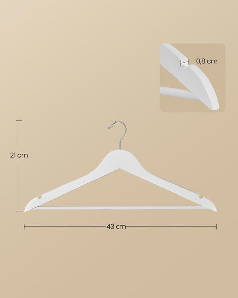 Rootz Clothes Hangers - Garment Holders - Wardrobe Organizers - Durable Birch Wood - 43cm x 21cm x 0.8cm