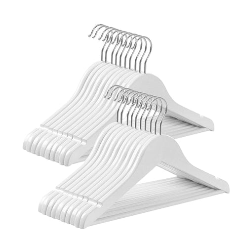 Rootz Children's Hanger Set - Maple Wood Hangers - Clothes Holder - Space-Saver - 35x20x1.2 cm - Chrome Hooks - White