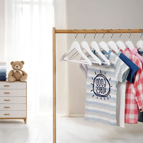 Rootz Children's Hanger Set - Maple Wood Hangers - Clothes Holder - Space-Saver - 35x20x1.2 cm - Chrome Hooks - White
