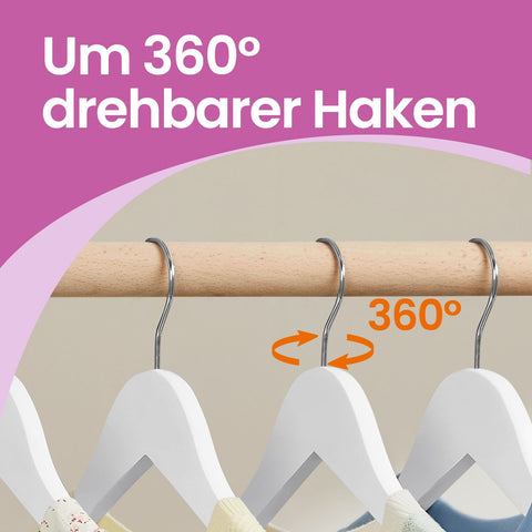 Rootz Children's Hanger Set - Maple Wood Hangers - Clothes Holder - Space-Saver - 35x20x1.2 cm - Chrome Hooks - White