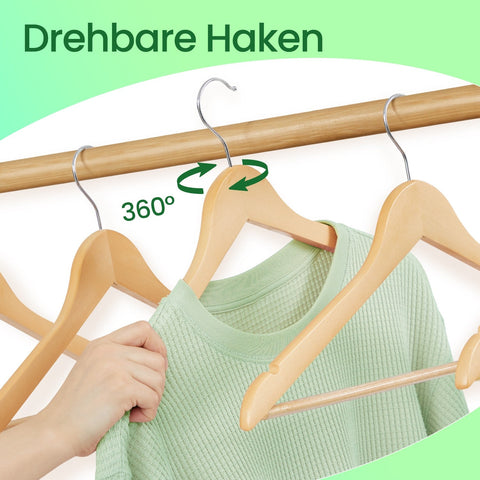 Rootz Wooden Hanger Set - Clothes Hanger - Solid Wood Bracket - Durable Design - 44.5 x 1.2 x 23 cm