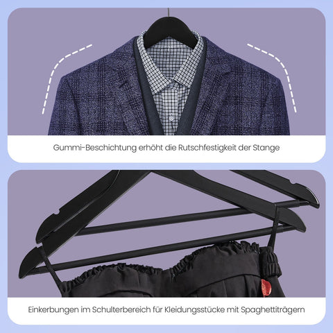 Rootz 10 Set Wooden Hangers - Clothes Holders - Wardrobe Organizers - Smooth Finish - 44.5cm x 1.2cm x 23cm