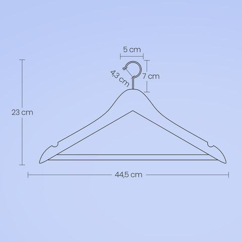 Rootz 10 Set Wooden Hangers - Clothes Holders - Wardrobe Organizers - Smooth Finish - 44.5cm x 1.2cm x 23cm