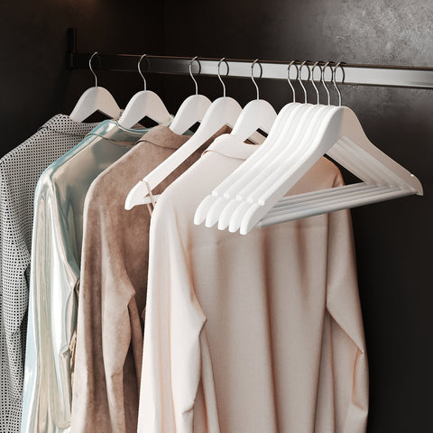 Rootz Wooden Hanger Set - Clothes Hanger - Clothing Rack - Solid Wood, Stability, 44.5 x 23 x 1.2 cm, White Finish