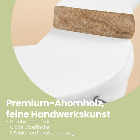 Rootz Wooden Hanger Set - Clothes Hanger - Clothing Rack - Solid Wood, Stability, 44.5 x 23 x 1.2 cm, White Finish