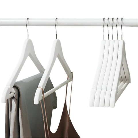 Rootz Wooden Hanger Set - Clothes Hanger - Clothing Rack - Solid Wood, Stability, 44.5 x 23 x 1.2 cm, White Finish