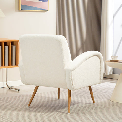 Rootz Upholstery Armchair - Fleece Armchair - Padded Reading Chair - Enhanced Comfort with Lumbar Support - 77cm x 77cm x 83cm White