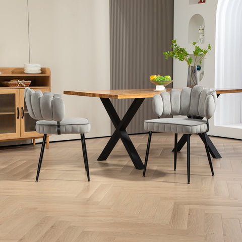 Rootz Set of 2 Velvet Dining Chairs - Dining Room Chairs - Living Room Chairs - Excellent Support - 57.98cm x 56cm x 78cm