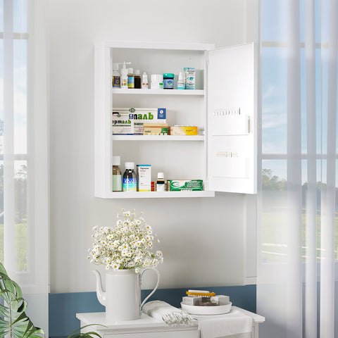 Rootz Medicine Cabinet with Lock - Medical Organizer - Storage Cabinet - Secure Storage & Easy Clean - 40x15x53.5 cm White