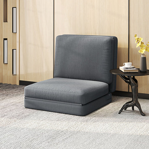 Rootz Convertible Floor Chair - Upholstered Sofa - Meditation Seat - Velvet Comfort - 75 x 268 x 18cm - Grey
