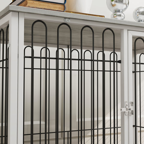 Rootz Dog Cage with Table - Pet Crate - Adjustable Feet - Washable Pillow - 90cm x 58cm x 62.5cm