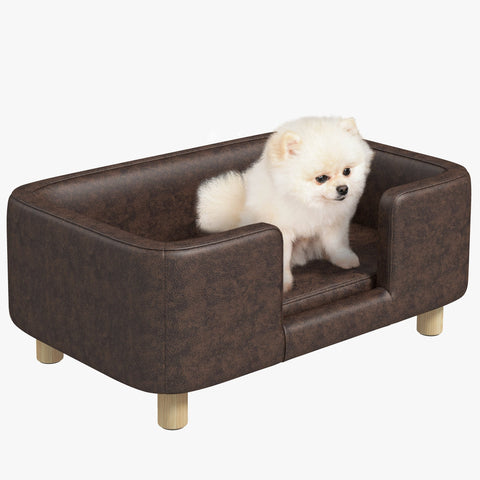 Rootz Pet Sofa Dog Cushion - Cat Bed - Plush Pet Lounger - Microfiber Comfort - 74cm x 48.5cm x 31cm - Soft Edge & Wooden Legs for Stability
