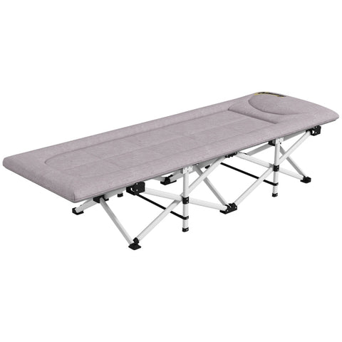 Rootz Camp Bed - Outdoor Sleeping Cot - Portable Camping Bed - Supports 200kg - Integrated Pillow - Organizer Bag - 200L x 65W x 42H cm - Steel Frame