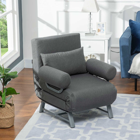 Rootz Armchair Sofa Bed - Lying Chair - Foldable Chair - Maximum Comfort - Grey - 73x60x81cm