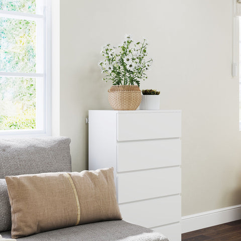 Rootz ATIDS Sideboard - Chest of Drawers - Storage Unit - 5 Drawers - Versatile White Design - 55cm x 34cm x 100cm