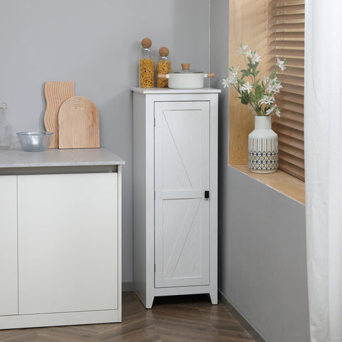 Rootz White Wooden Cupboard - Buffet Cabinet - Kitchen Storage - Space-Saving - 3 Adjustable Shelves - 43.5W x 40D x 121.5H cm