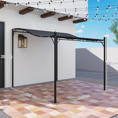 Rootz Wall-Mounted Garden Pergola - Pavilion - Outdoor Shelter - Water Resistant - 248x298x200/250 cm - Ideal for Terraces