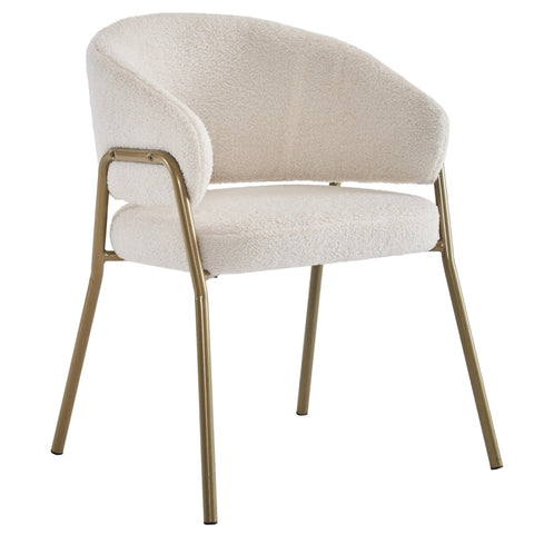 Rootz Modern Dining Chair - Lambskin Look - Luxury Seating - Exceptional Comfort - Gold-Plated Legs - 49L x 48W x 78H cm