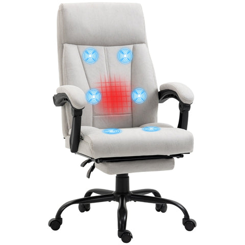 Rootz Vinsetto Massage Office Chair - Ergonomic Desk Chair - Executive Computer Chair - Six Vibration Massage Points - 155° Recline and Footrest - Adjustable Seat Height - 65W x 74D x 111-119H cm