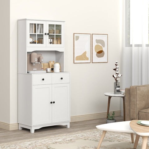 Rootz Display Cabinet - Hallway Cabinet - Kitchen Organizer - Adjustable Shelves - 74.5W x 40D x 172H cm