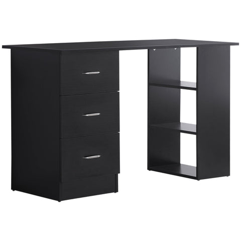 Rootz Computer Desk - Office Furniture - Workstation - 3 Drawers - Ergonomic Design - 120L x 49W x 72H cm - MDF Black