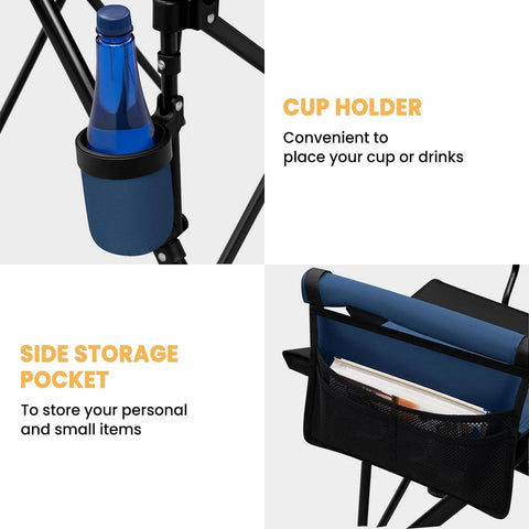 Rootz Fishing Chair - Portable Folding Camping Chair - Outdoor Beach Chair - Oxford Fabric - 62cm x 93cm x 61cm