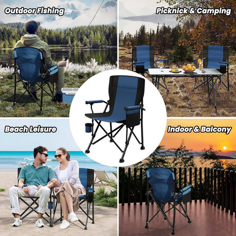 Rootz Fishing Chair - Portable Folding Camping Chair - Outdoor Beach Chair - Oxford Fabric - 62cm x 93cm x 61cm