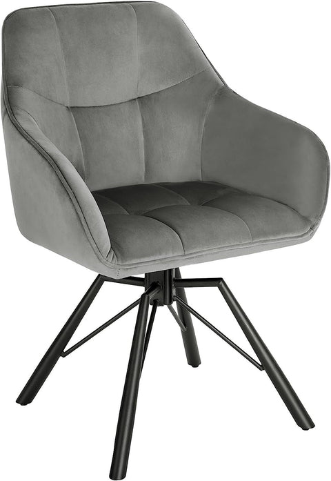 Rootz Swivel Dining Chair - Rotating Chair - Velvet Upholstered Chair - Ergonomic Design - Comfortable Wide Seat - Durable Metal Frame - 58.5cm x 82.5cm x 54.5cm