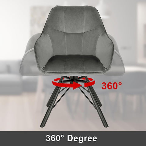 Rootz Swivel Dining Chair - Rotating Chair - Velvet Upholstered Chair - Ergonomic Design - Comfortable Wide Seat - Durable Metal Frame - 58.5cm x 82.5cm x 54.5cm