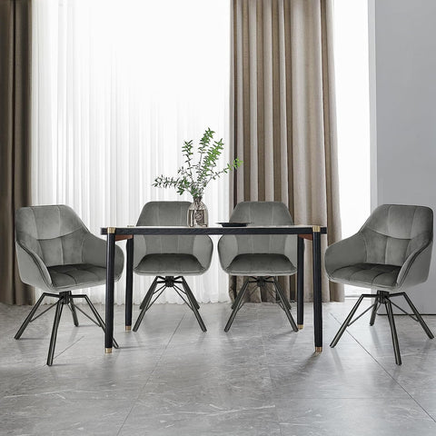 Rootz Swivel Dining Chair - Rotating Chair - Velvet Upholstered Chair - Ergonomic Design - Comfortable Seating - Durable Build - 58.5cm x 82.5cm x 54.5cm