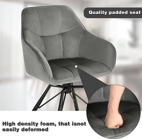 Rootz Swivel Dining Chair - Rotating Chair - Velvet Upholstered Chair - Ergonomic Design - Comfortable Seating - Durable Build - 58.5cm x 82.5cm x 54.5cm