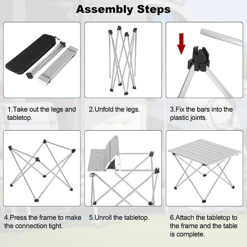 Rootz Aluminum Camping Table - Foldable - Ultra Light - Easy to Carry with Bag - 46cm x 40cm x 56cm