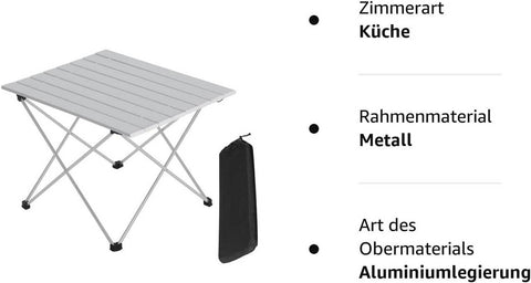 Rootz Aluminum Camping Table - Foldable - Ultra Light - Easy to Carry with Bag - 46cm x 40cm x 56cm