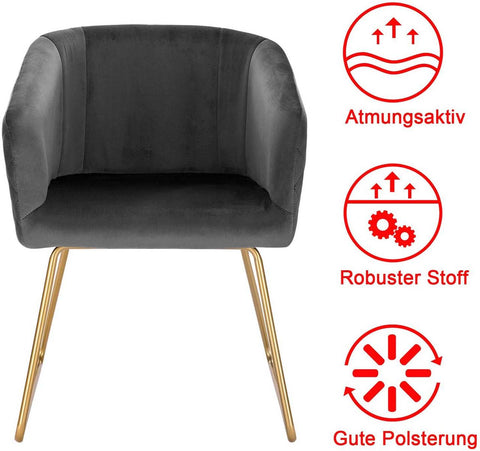 Rootz Velvet Dining Chair - Elegant Chair - Comfortable Seating - Ergonomic Design - Sturdy and Durable - Floor Protection - 43cm x 41cm x 76.5cm
