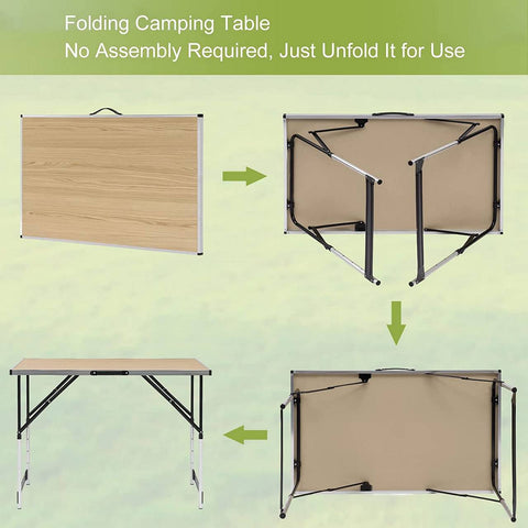 Rootz Adjustable Folding Camping Table - Portable Picnic Table - Compact Outdoor Table - Aluminum Frame - 60cm x 73/80/86.5/94cm