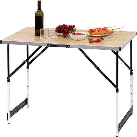 Rootz Adjustable Folding Camping Table - Portable Picnic Table - Compact Outdoor Table - Aluminum Frame - 60cm x 73/80/86.5/94cm